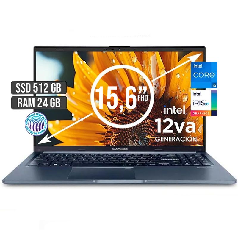 ASUS - PORTATIL ASUS INTEL CORE I5-12500H SSD 512GB RAM 24GB LED 15,6 FULL HD
