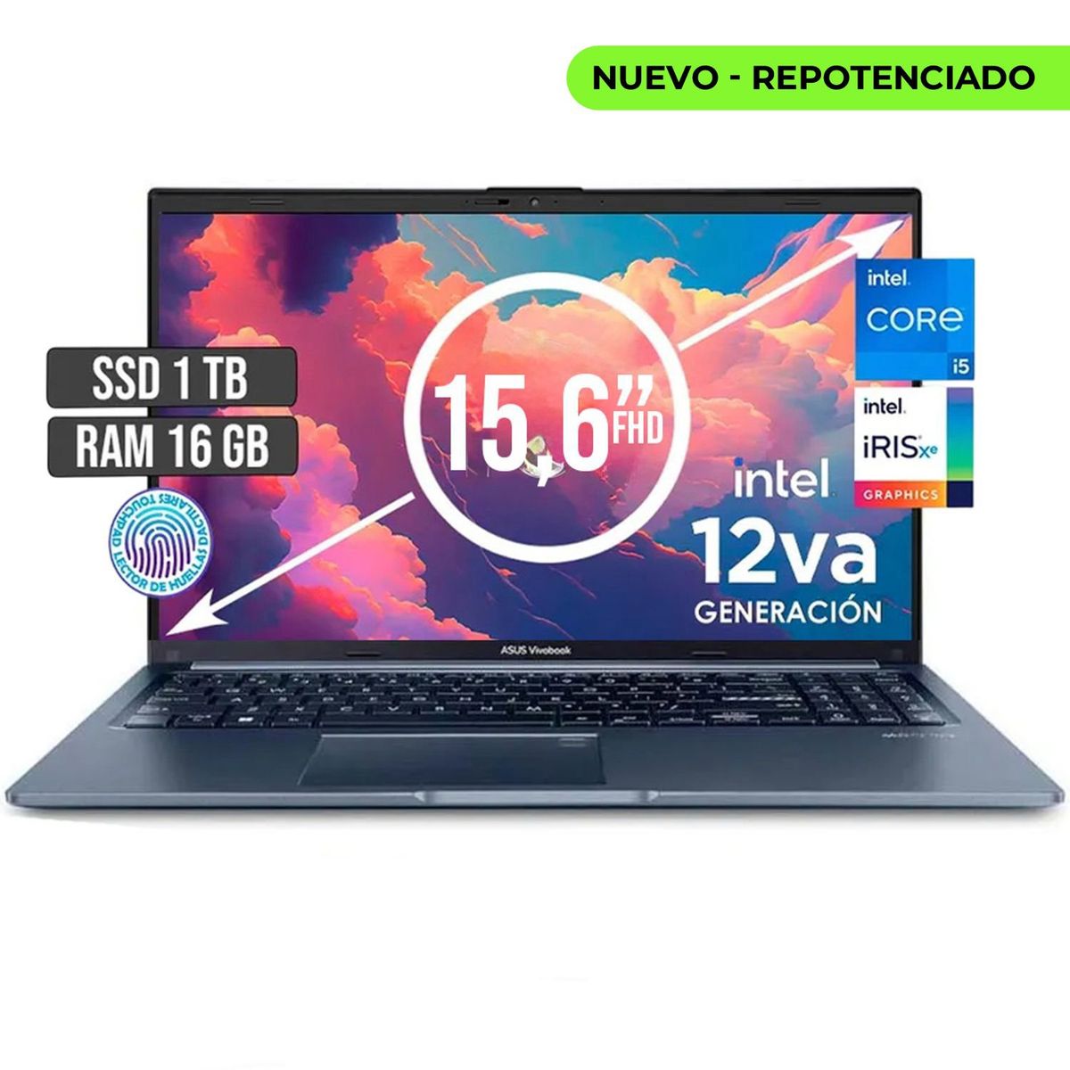 ASUS - PORTATIL ASUS INTEL CORE I5-12500H SSD 1TB RAM 16GB LED 15,6 FULL HD