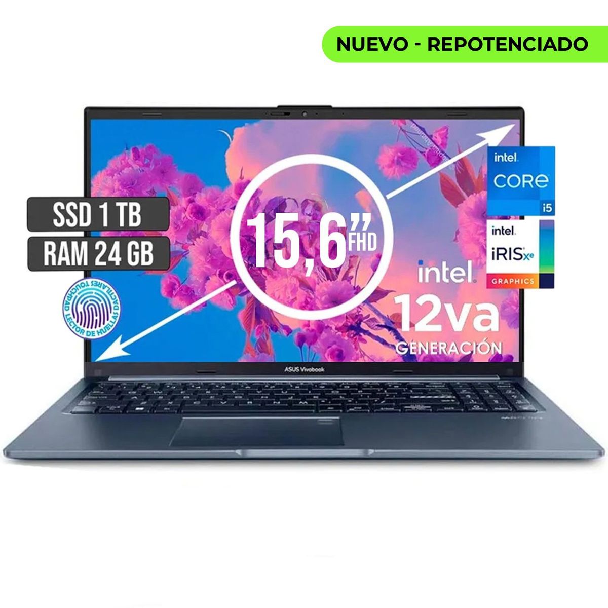 ASUS - PORTATIL ASUS INTEL CORE I5-12500H SSD 1TB RAM 24GB LED 15,6 FULL HD