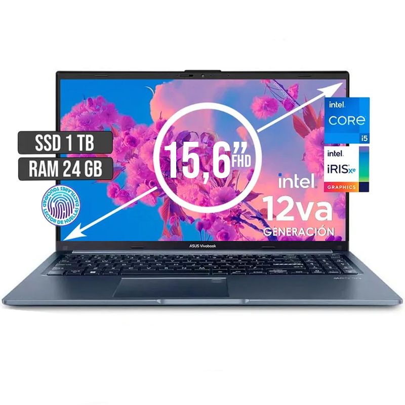 ASUS - PORTATIL ASUS INTEL CORE I5-12500H SSD 1TB RAM 24GB LED 15,6 FULL HD