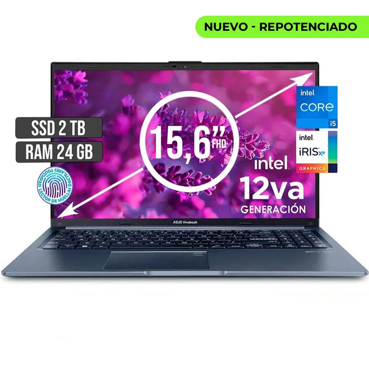 ASUS - PORTATIL ASUS INTEL CORE I5-12500H SSD 2TB RAM 24GB LED 15,6 FULL HD