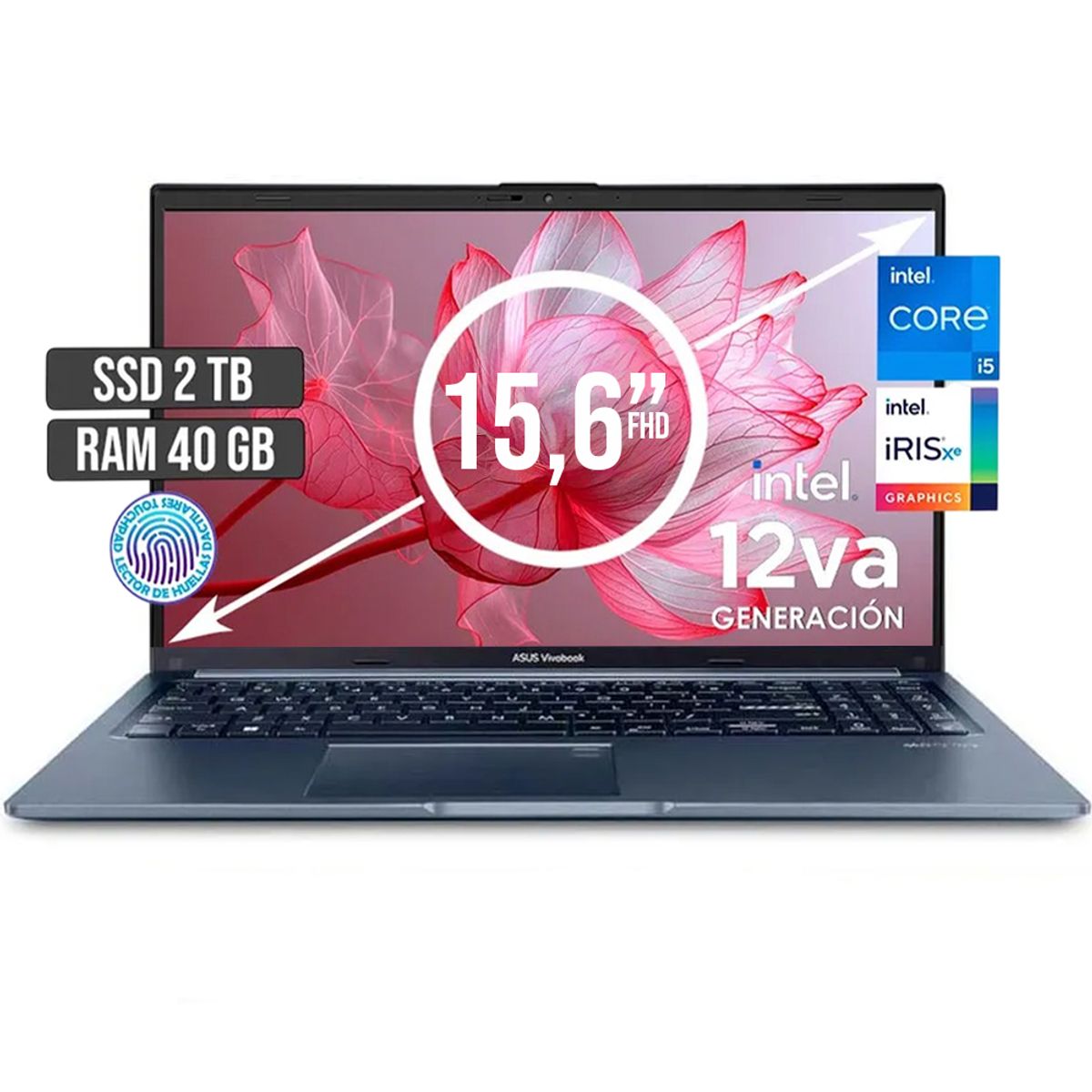 ASUS - PORTATIL ASUS INTEL CORE I5-12500H SSD 2TB RAM 40GB LED 15,6 FULL HD