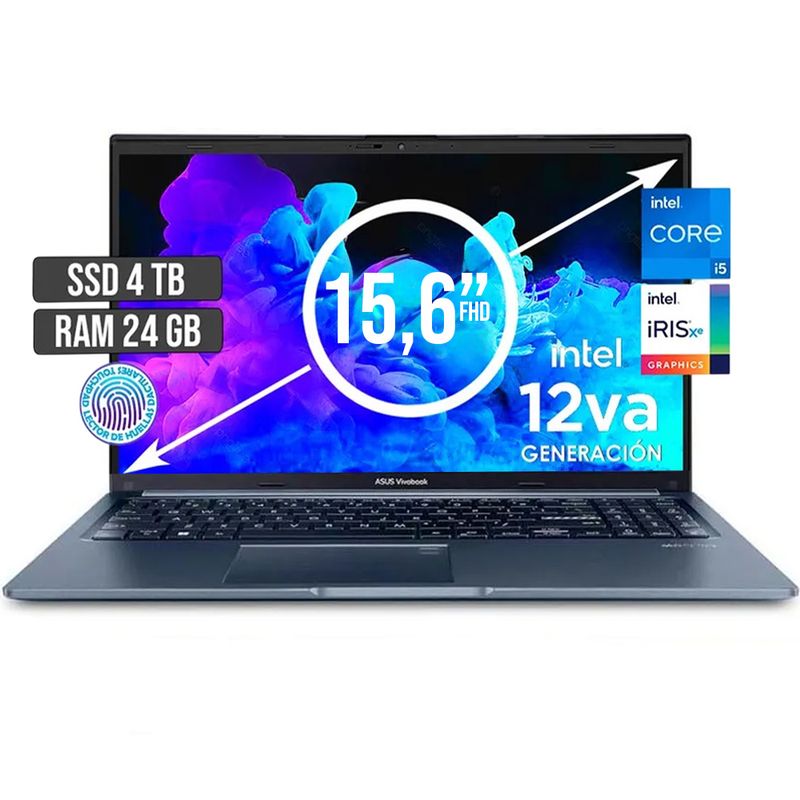 ASUS - PORTATIL ASUS INTEL CORE I5-12500H SSD 4TB RAM 24GB LED 15,6 FULL HD