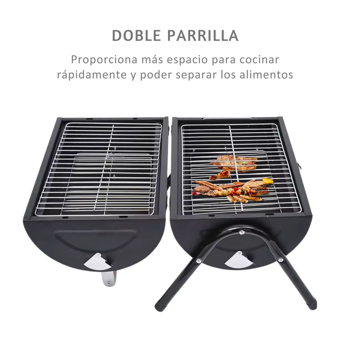 GENERICO - Asador portátil mini parrilla cilíndrico de acero 2en1