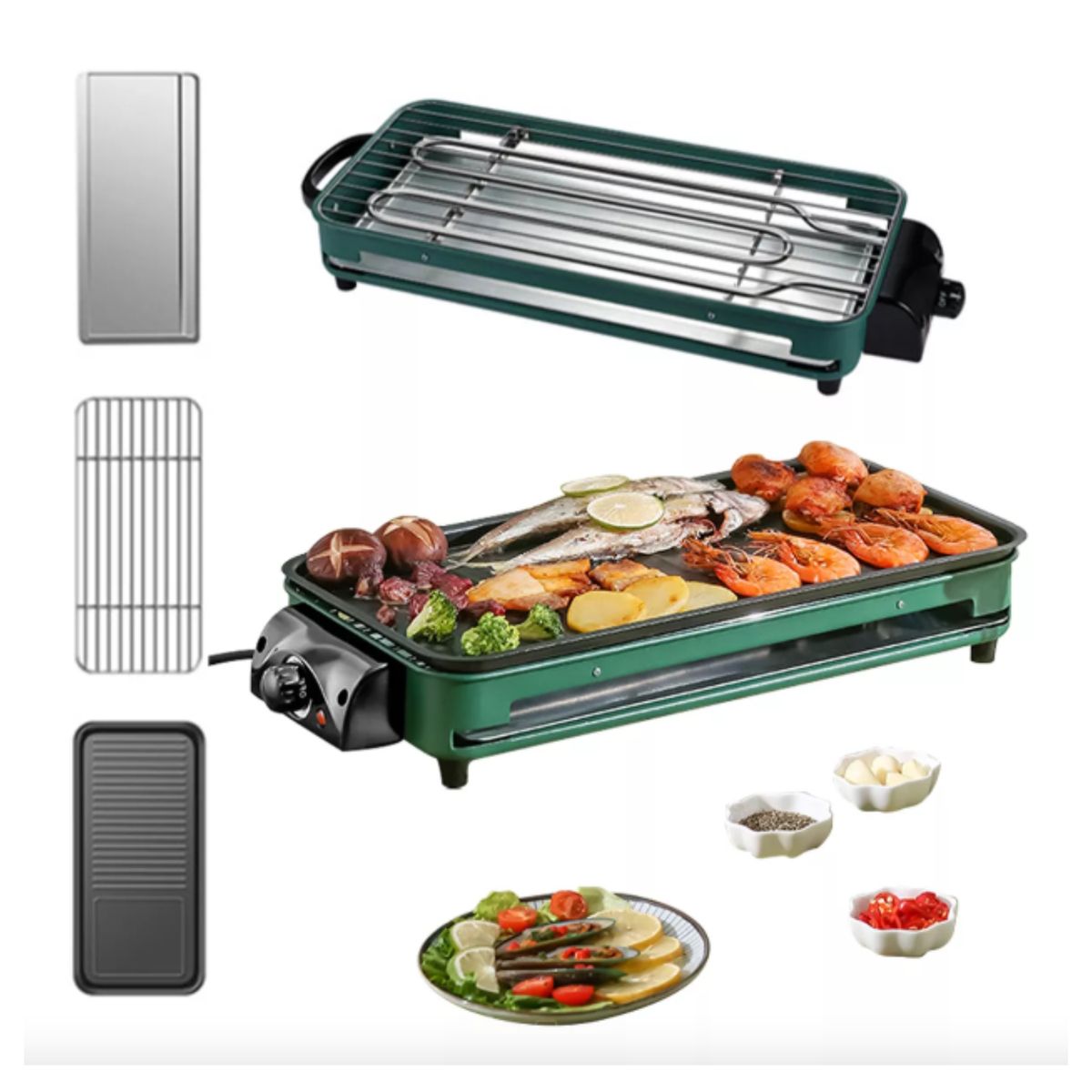 GENERICO - Asador Parrilla Eléctrico De Aluminio Antiadherente Barbacoa