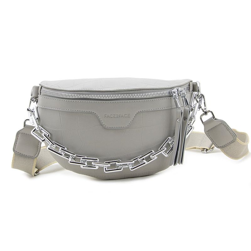 FACE2FACE - Bandolera y Riñonera Efecto Croco con Cadena Frontal_.