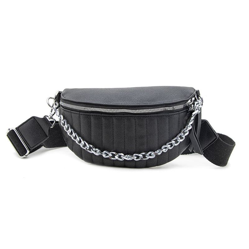 FACE2FACE - Bandolera y Canguro Efecto Acolchado con Cadena Decorativa Frontal_.