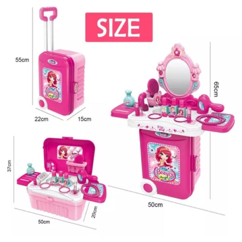 GENERICO - MALETA TOCADOR CON RODACHINES PARA NIÑOS ROSA Ref 008-953A