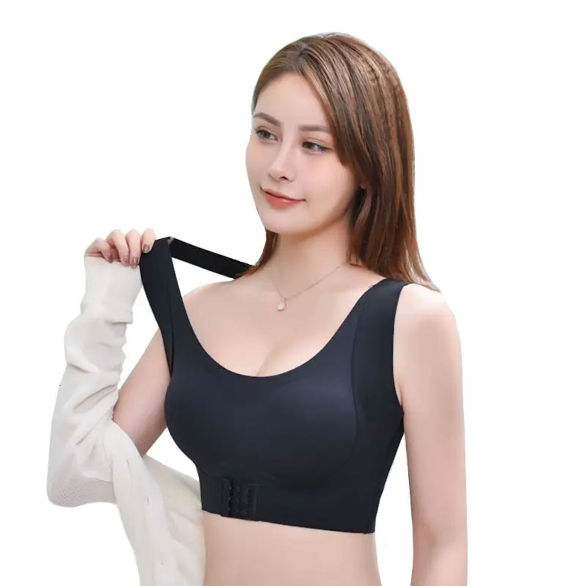 GENERICO - Sujetador Deportivo Femenino con Cierre Frontal - XL Negro