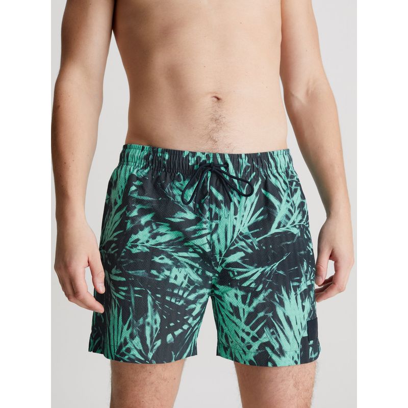 CALVIN KLEIN - Traje verde de baño de largo medio con cordón - CK Print Calvin Klein