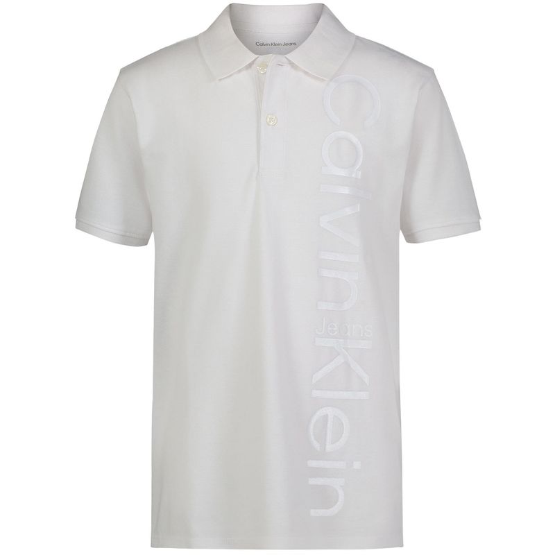 CALVIN KLEIN - Polo blanco con logotipo en vertical para niño Calvin Klein