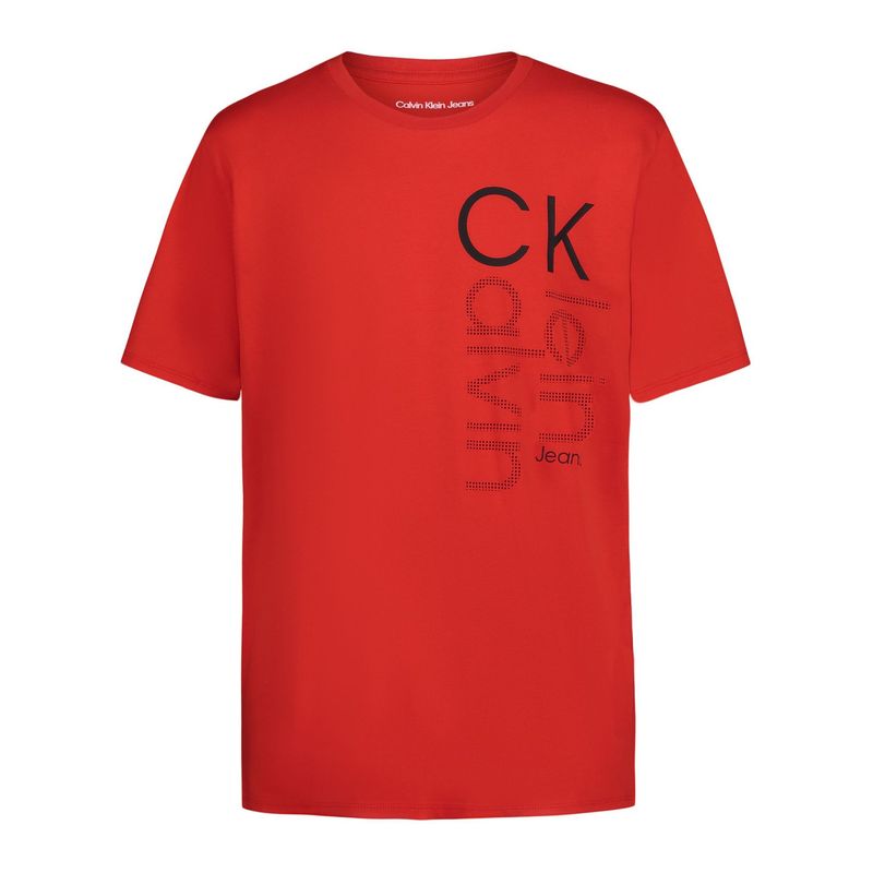 CALVIN KLEIN - Camiseta roja con logotipo vertical para niño Calvin Klein