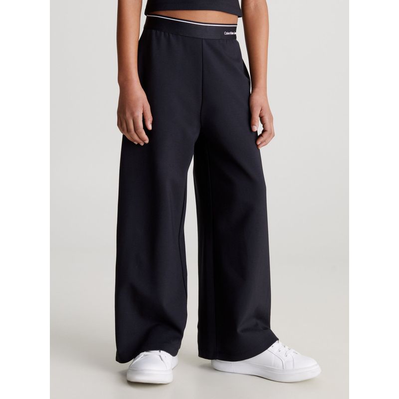 CALVIN KLEIN - Pantalón Niña Negro De Chándal De Pierna Ancha Calvin Klein