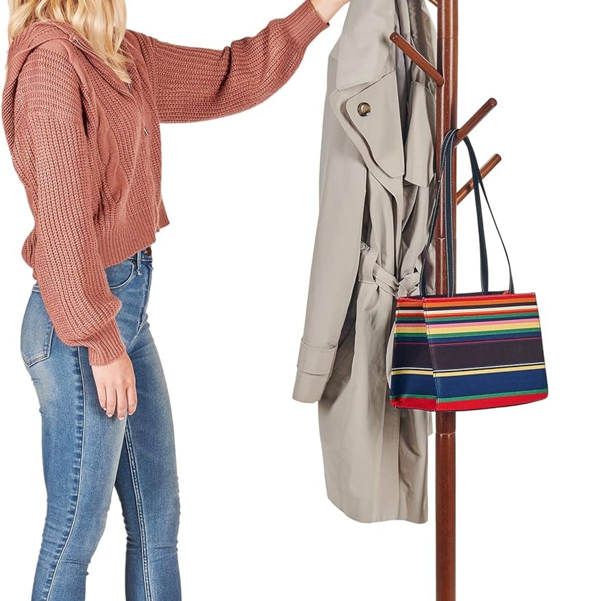 USA - Perchero De Pie Independiente Árbol De Madera