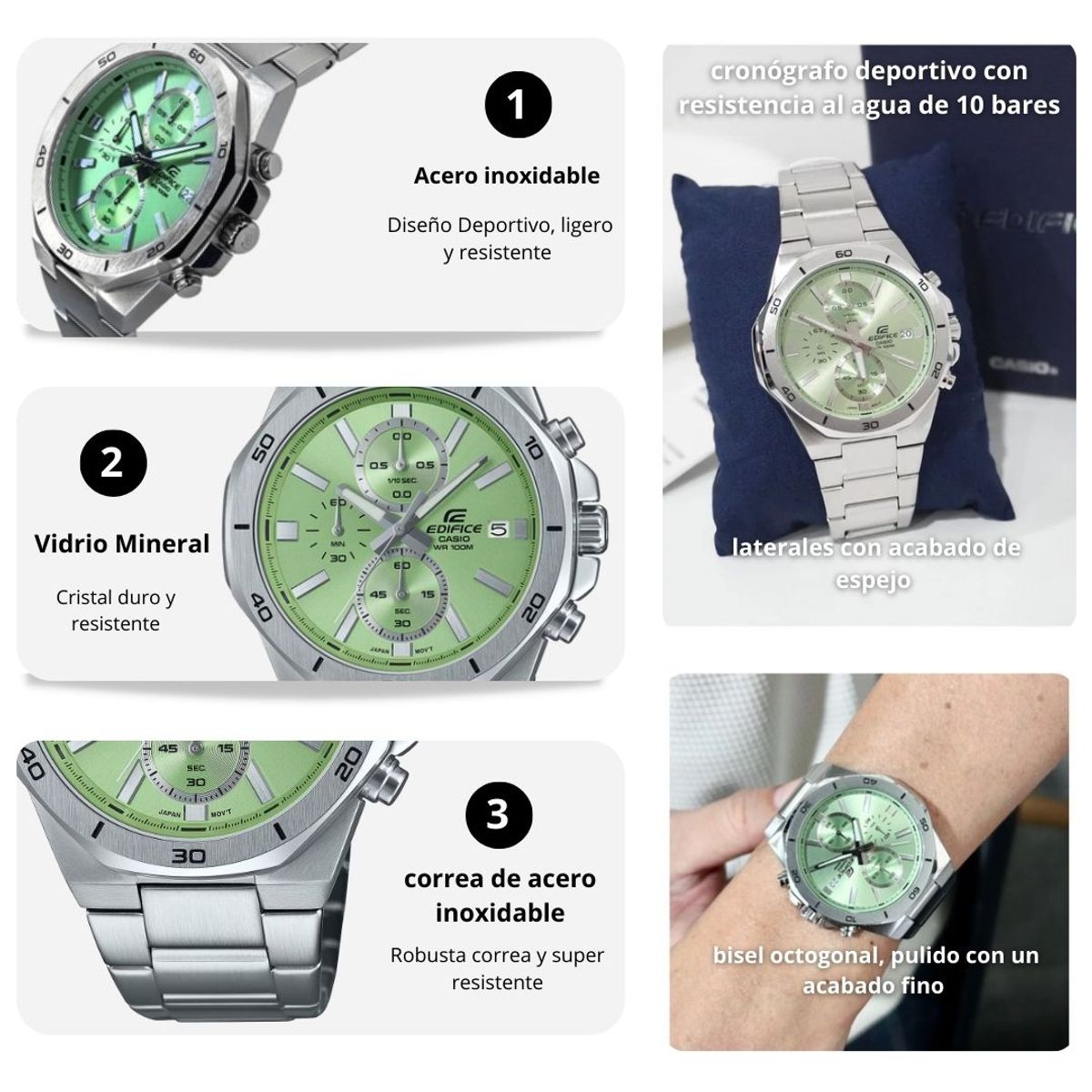 CASIO - Reloj Hombre Casio Modelo EFV-640D-3AV Diseño Deportivo