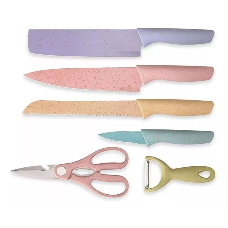 ONE TECH - SET DE CUCHILLOS DE COLORES 6 PCS