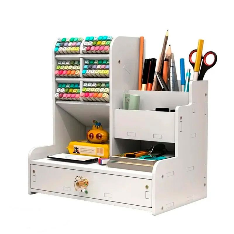 GENERICO - Organizador Para Escritorio De Mesa Con Divisiones Y Gaveta