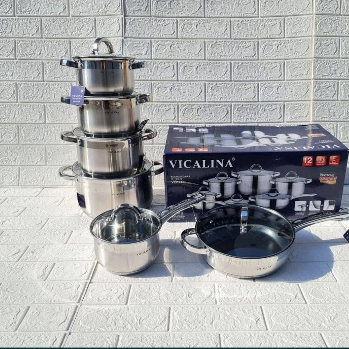 GENERICO - Batería de ollas en acero quirúrgico para cocina 12 piezas