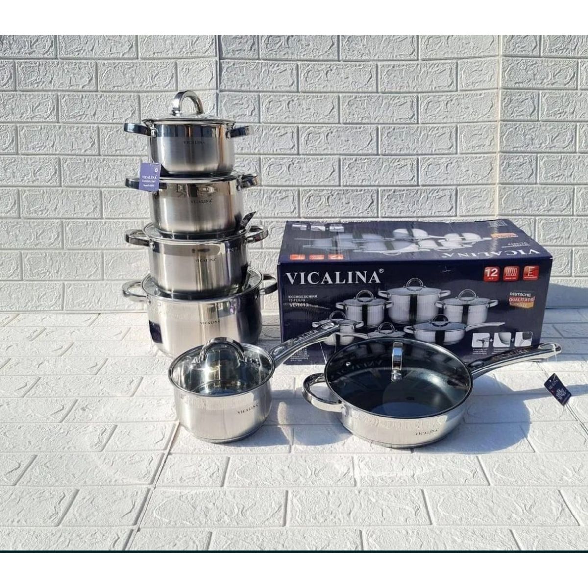 GENERICO - Batería de ollas en acero quirúrgico para cocina 12 piezas