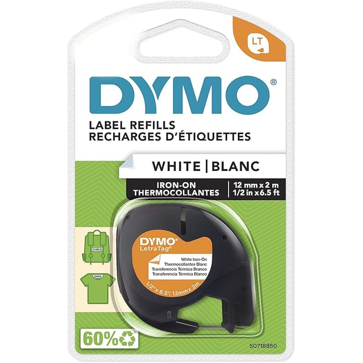 DYMO - Cinta Rotuladora Dymo Letratag Adhesión Textil Termica