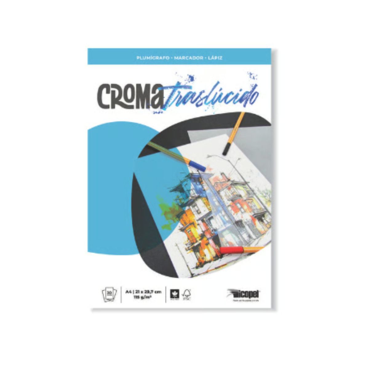 ICOPEL - Block Croma Traslucido A4 115 Gr. 30 Hojas Icopel