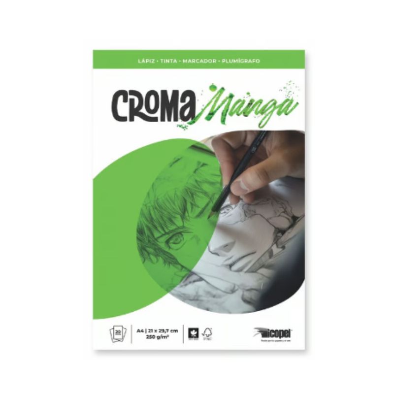 ICOPEL - Block Croma Manga A4 250 Gr. X 20 Hojas Icopel