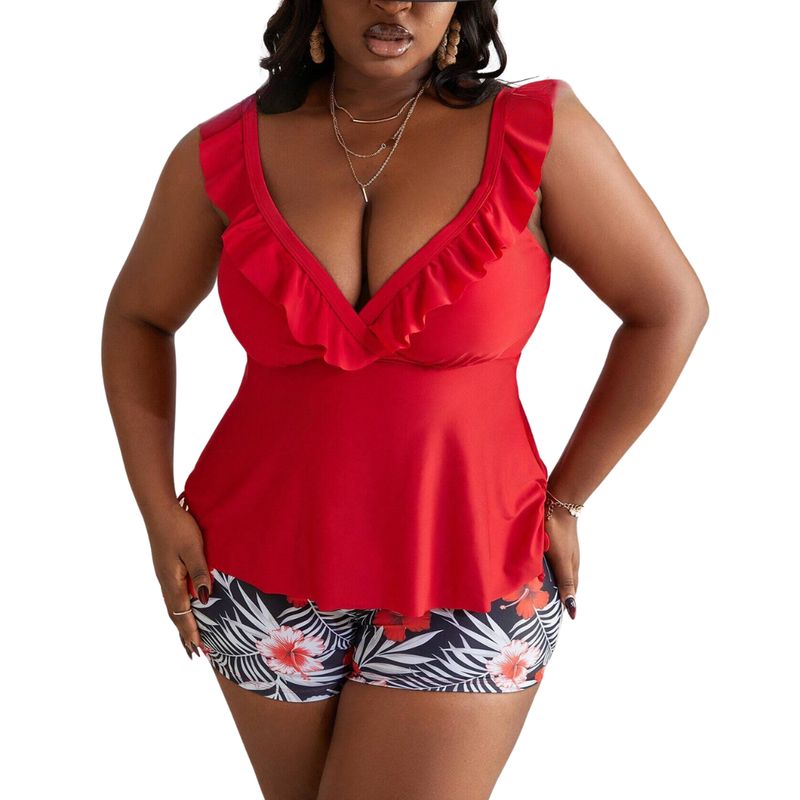 YURELKSHOP - TRAJE DE BAÑO TANKINI 2 PIEZAS VESTIDO ESTAMPADO