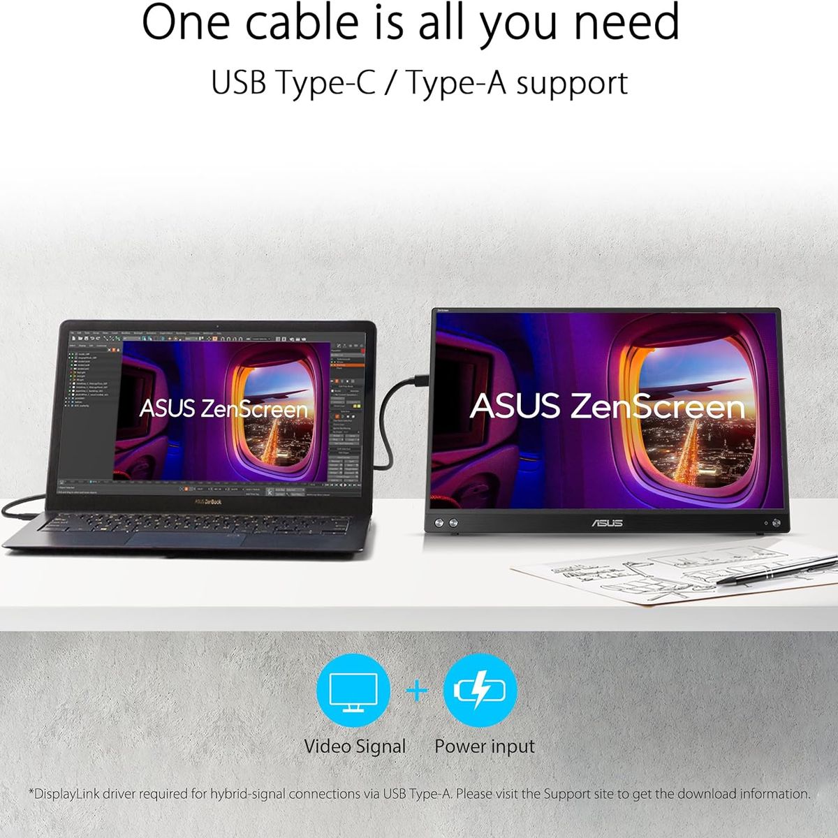 ASUS - Monitor portátil ASUS ZenScreen 156 Full HD MB16ACVR