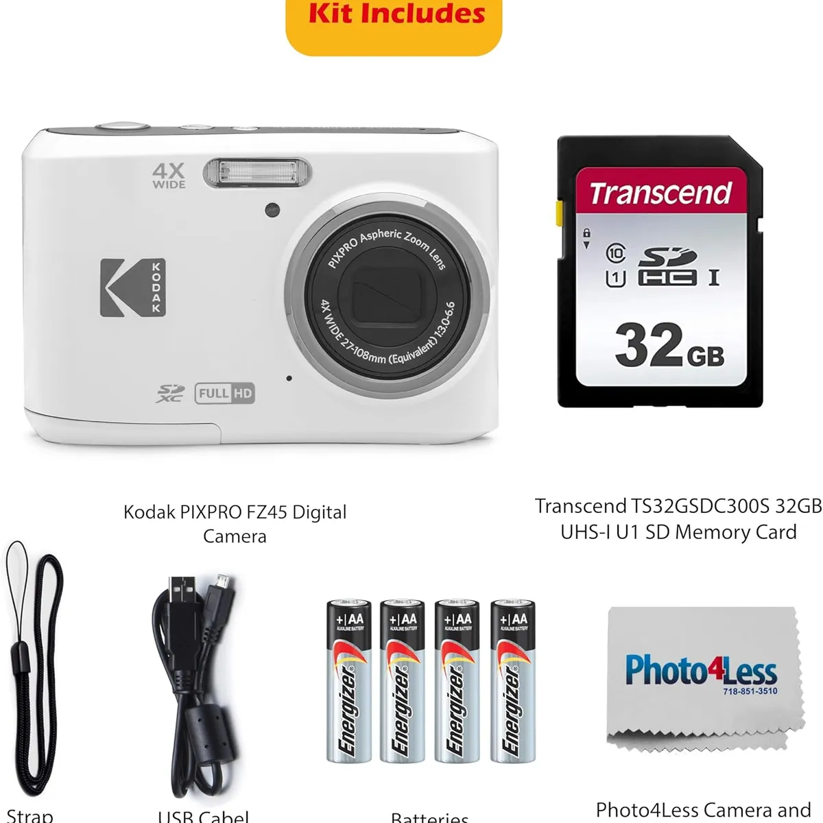 KODAK - Cámara Digital KODAK PIXPRO FZ45 16MP, 4X Zoom, 32GB SD