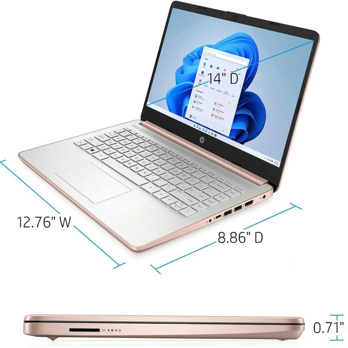 HP - Laptop HP 14 HD, Intel Celeron N4120, 8GB RAM, 64GB eMMC