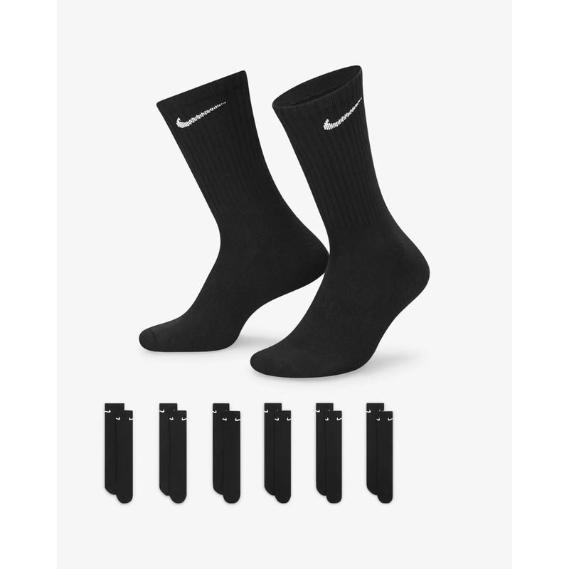NIKE - MEDIAS NIKE EVERYDAY CUSHIONED 6 PARES SX7666-010 NEGRO