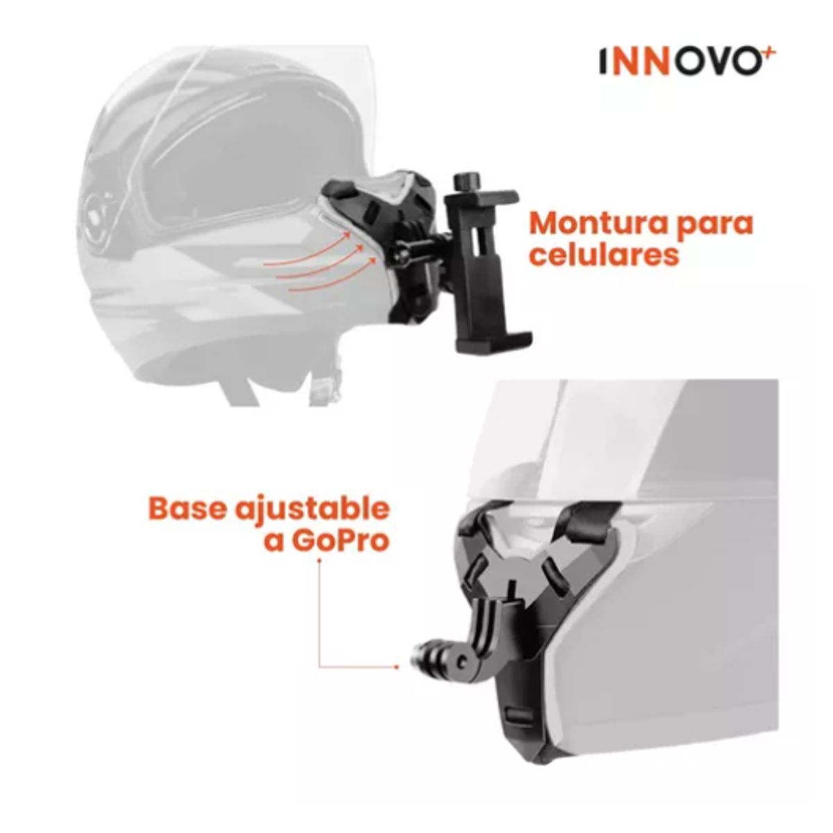INNOVA - Soporte De Casco Para Celular Gopro Camaras Accion Innovo