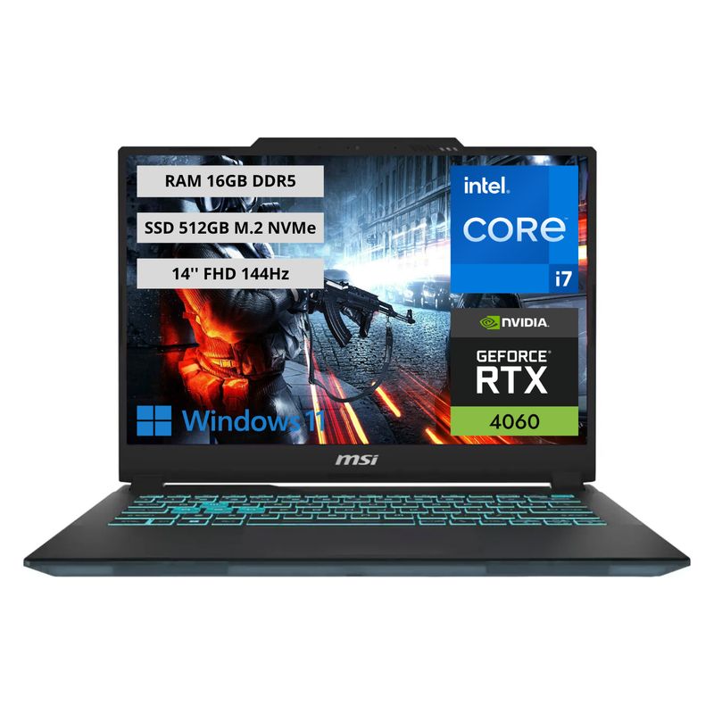 MSI - Portatil Gamer MSI Cyborg 14 Intel Core i7-13620H RAM 16GB SSD 512GB RTX 4060