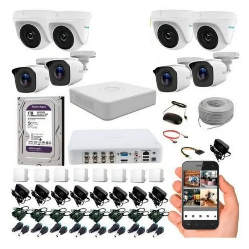 HIKVISION - Kit de Seguridad Hilook Dvr 8ch + 8 Camaras 1080P+Disco 1TB