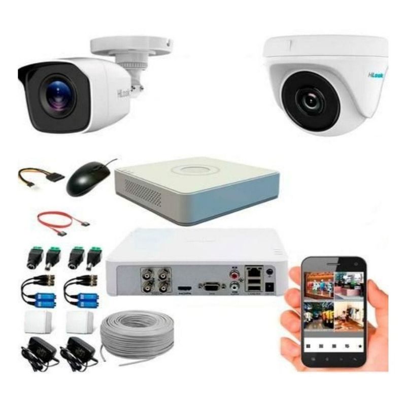 HIKVISION - Kit de Seguridad Hilook Dvr 4ch incluye 2Cámaras 1080P+Cable