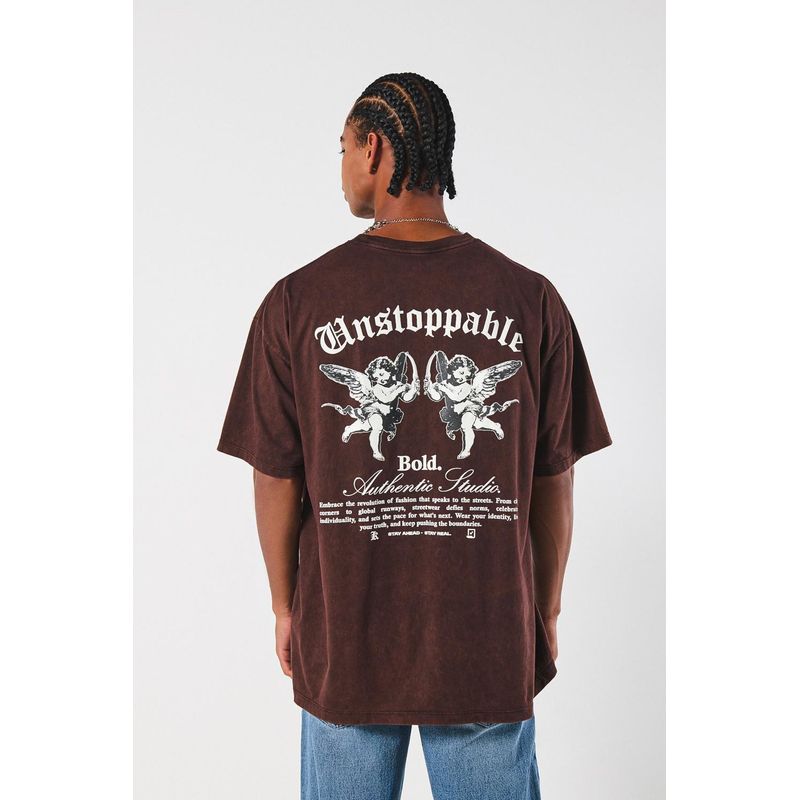 KOAJ - KOAJ Camiseta Oversize para hombre con estampado en frente y e HOMBRE