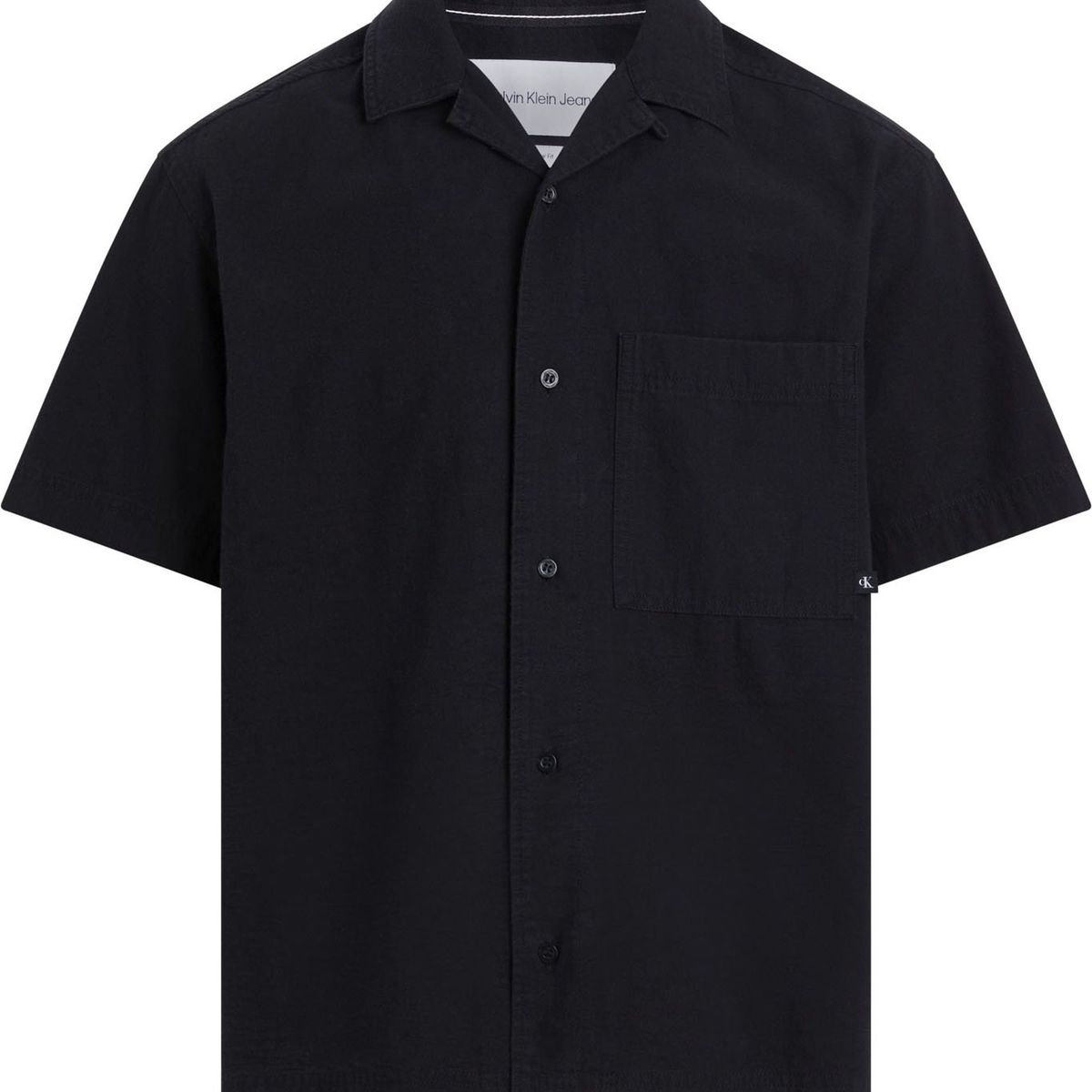 CALVIN KLEIN - Camisa Negra Manga Corta Con Bolsillo Calvin Klein