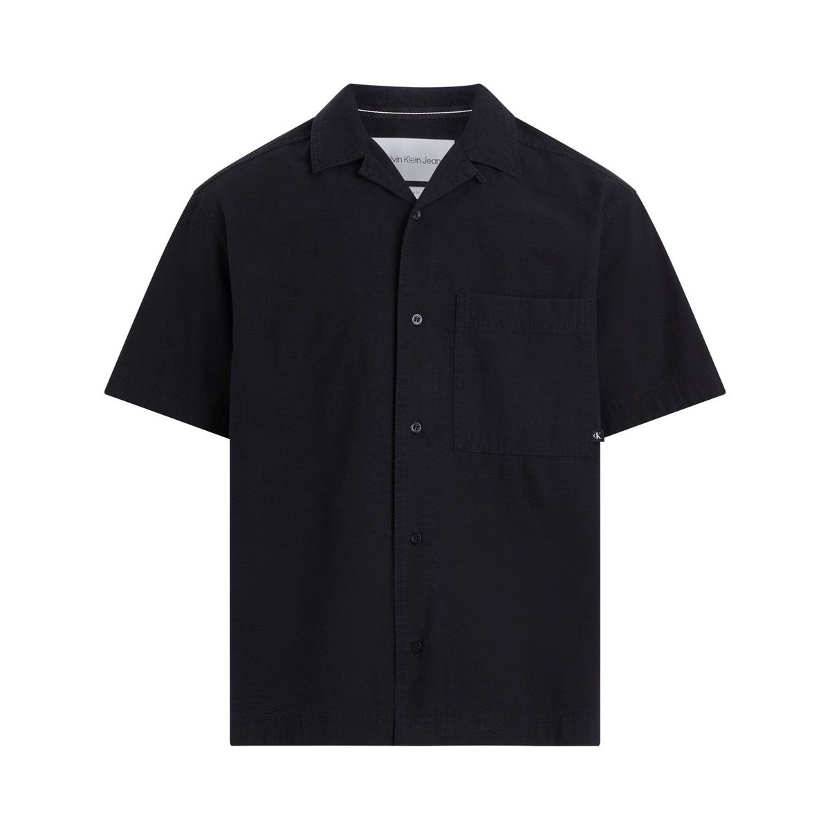 CALVIN KLEIN - Camisa Negra Manga Corta Con Bolsillo Calvin Klein