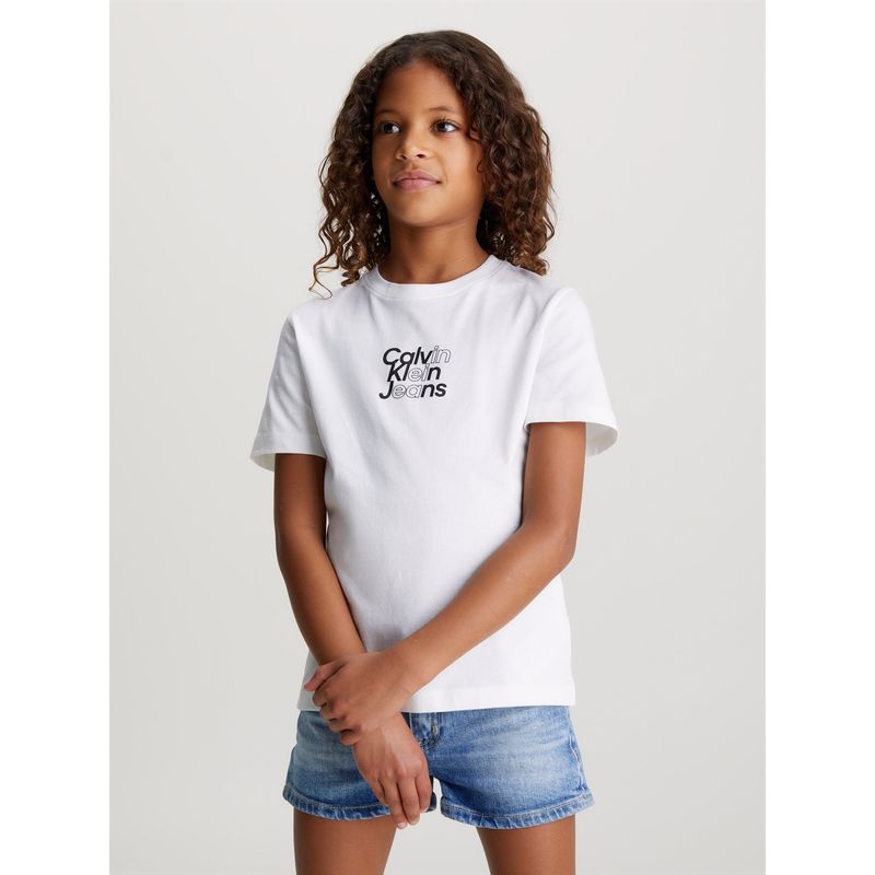 CALVIN KLEIN - Camiseta Niña Blanca Regular Con Logo Calvin Klein