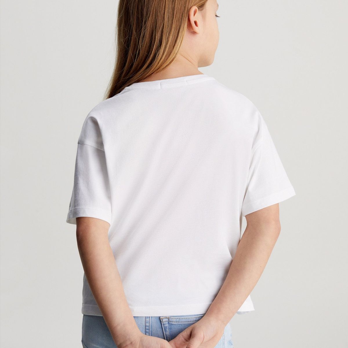 CALVIN KLEIN - Camiseta blanca con monograma boxy para niña Calvin Klein