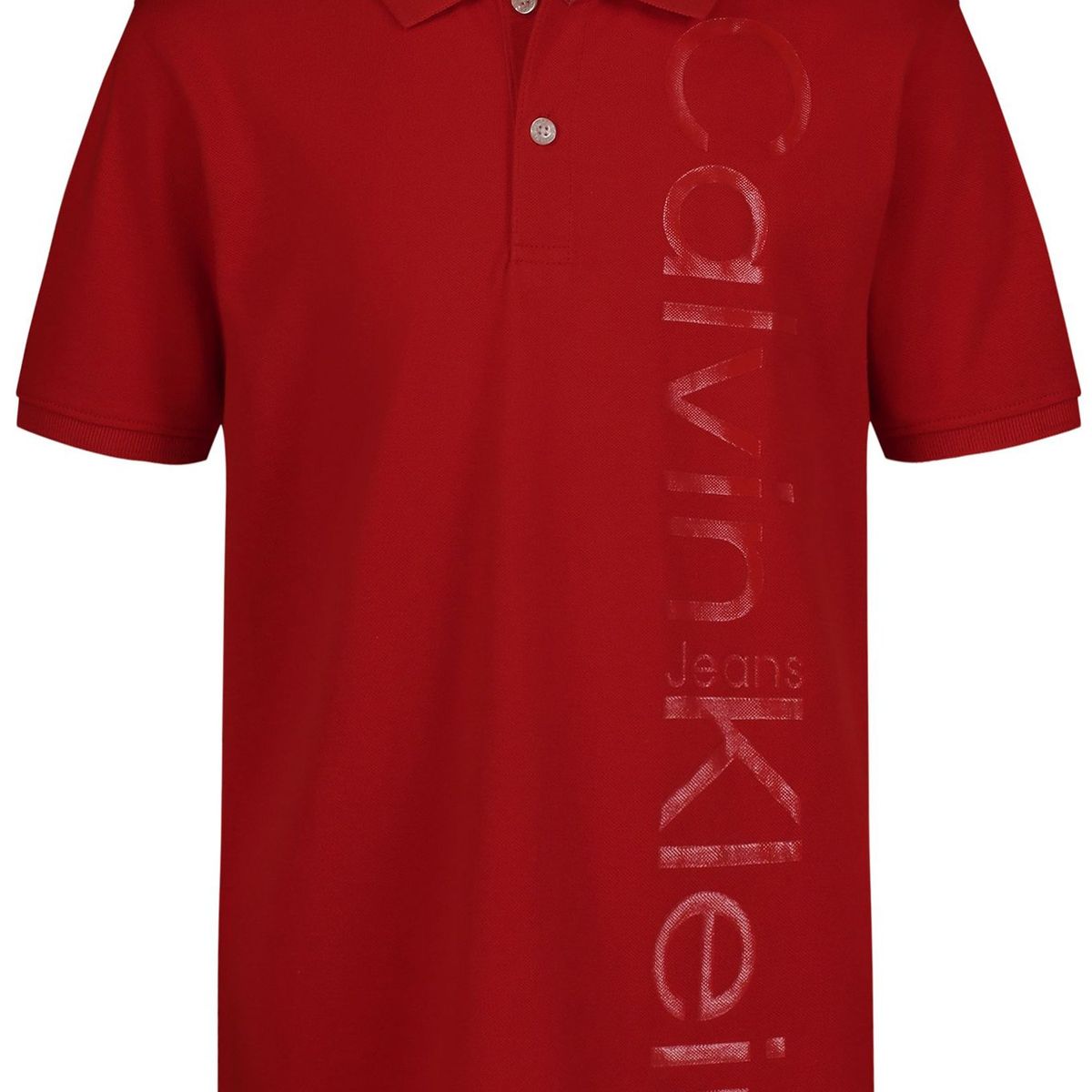 CALVIN KLEIN - Polo rojo con logotipo en vertical para niño Calvin Klein