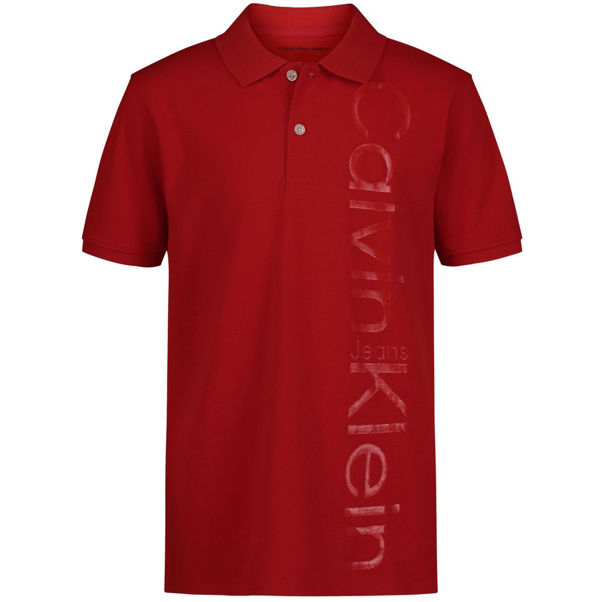 CALVIN KLEIN - Polo rojo con logotipo en vertical para niño Calvin Klein
