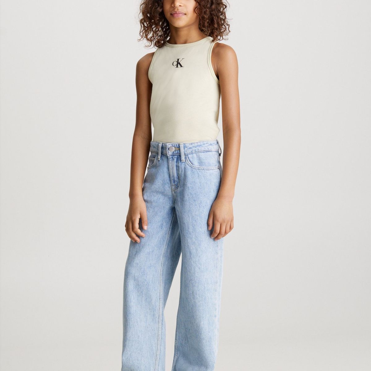 CALVIN KLEIN - High Celeste Niña Rise Wide Leg Jeans Calvin Klein
