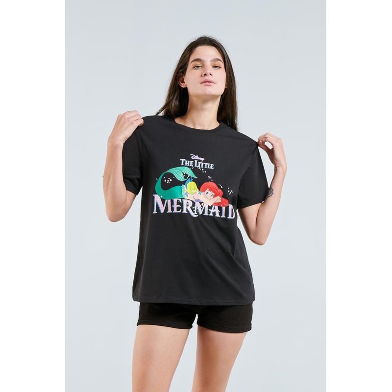 KOAJ - KOAJ Camiseta unicolor con diseÃ±o de La Sirenita, cuello MUJER