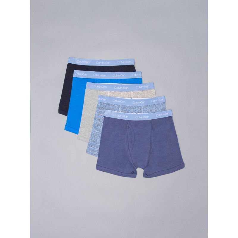 CALVIN KLEIN - Pack azul de 5 bóxers de algodón elástico para niño Calvin Klein