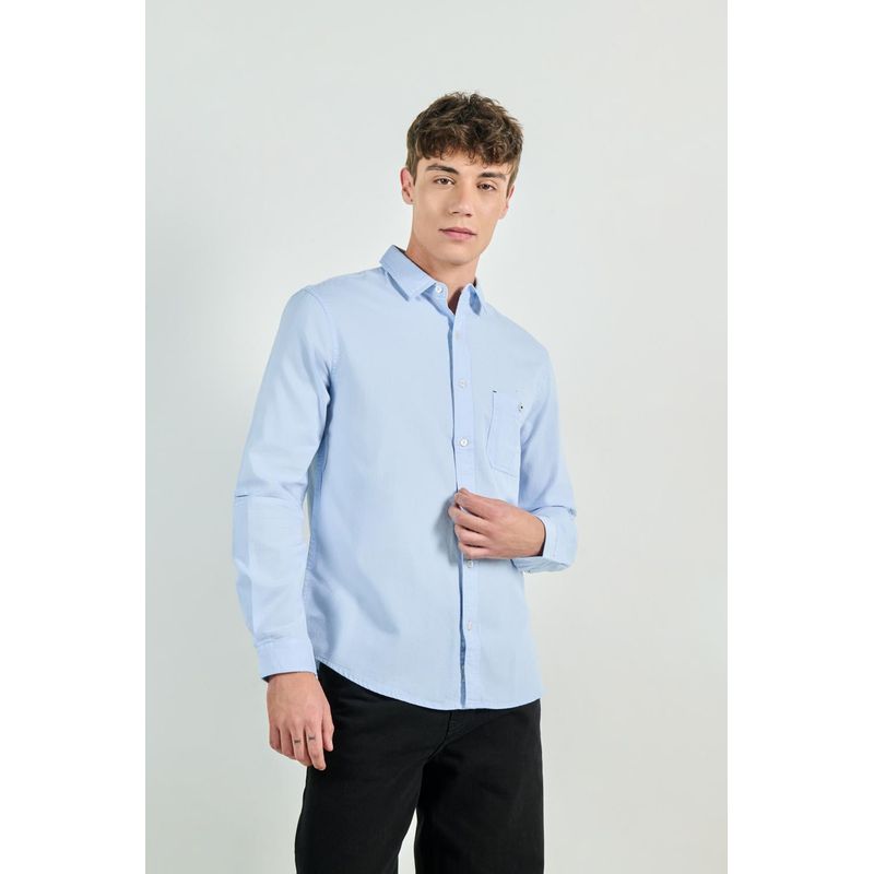 KOAJ - KOAJ Camisa manga larga unicolor con bolsillo cuadrado en fren HOMBRE