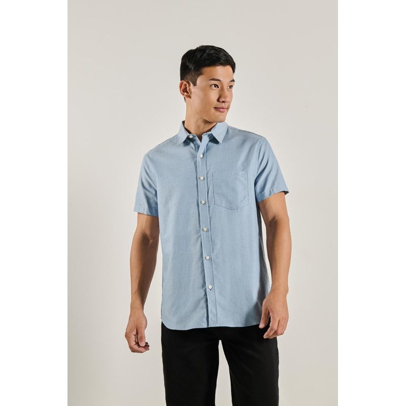 KOAJ - KOAJ Camisa manga corta unicolor con cuello sport y bolsillo e HOMBRE