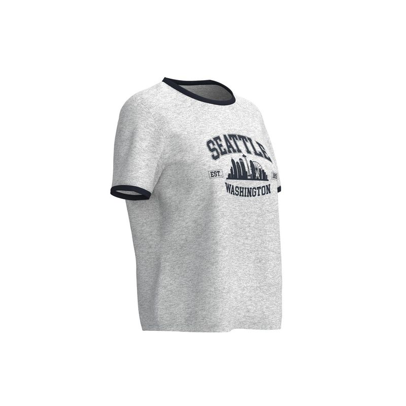 KOAJ - KOAJ Camiseta unicolor con arte college, manga corta y contr MUJER