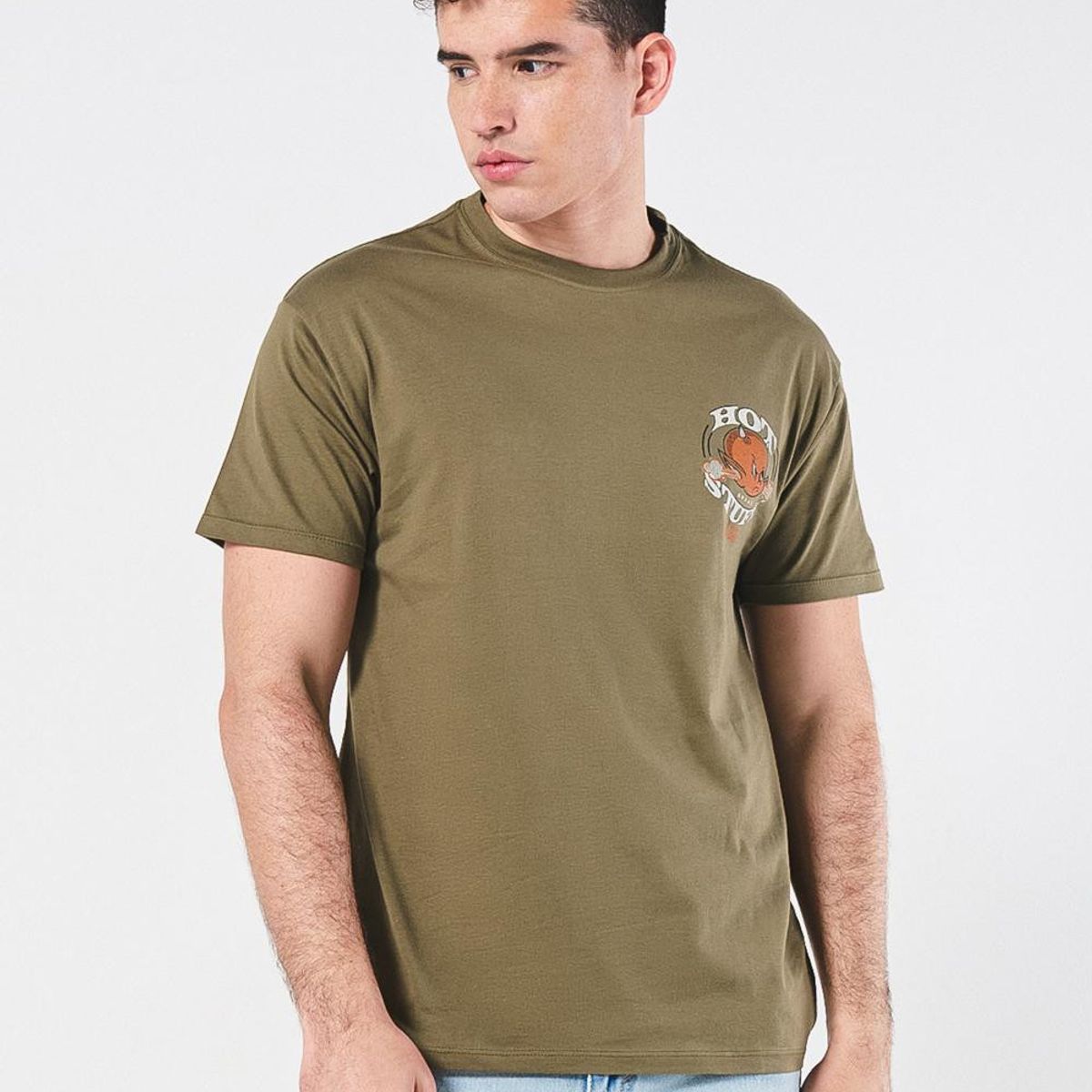 KOAJ - KOAJ Camiseta de Hot Stuff verde oscura con manga corta Hombre