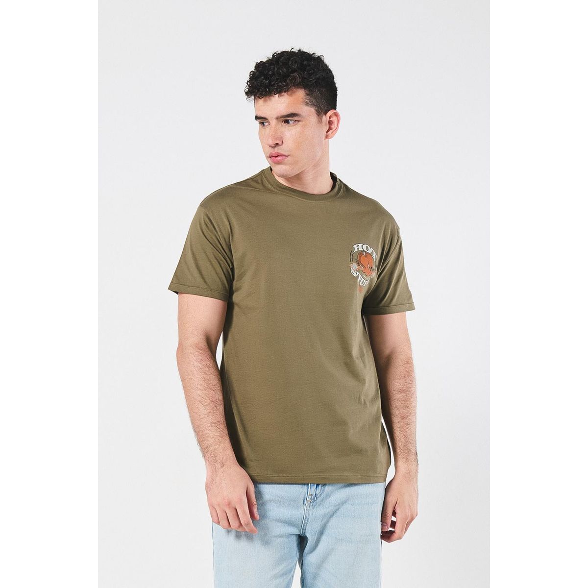 KOAJ - KOAJ Camiseta de Hot Stuff verde oscura con manga corta Hombre